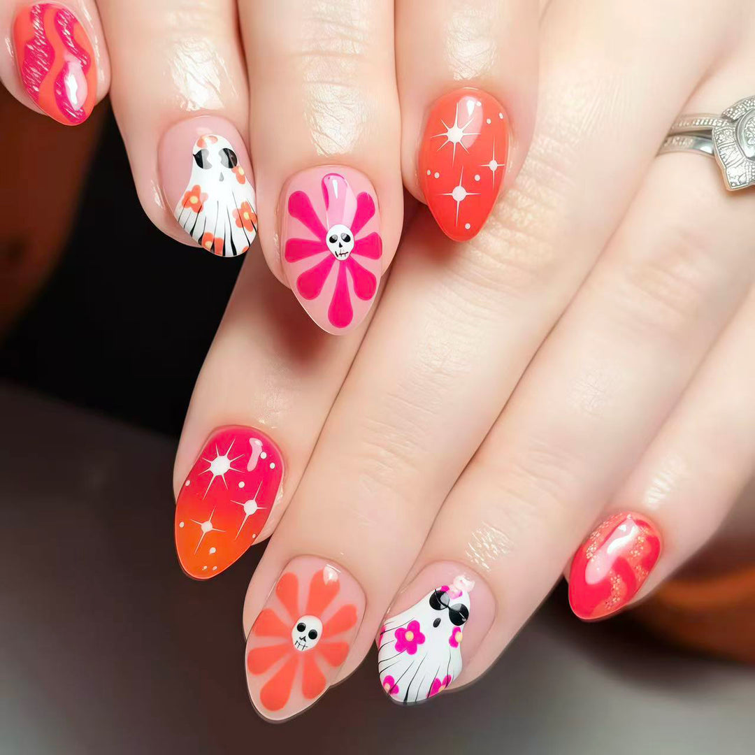 Artistic Floral Print Press-On Nails