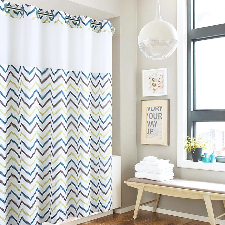 Geometric Zigzag Print Shower Curtain Stornfield