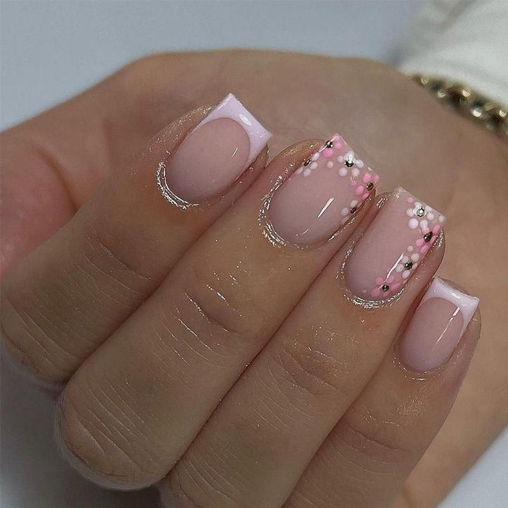 Floral French Tip Acrylic Nail Enhancements Stornfield