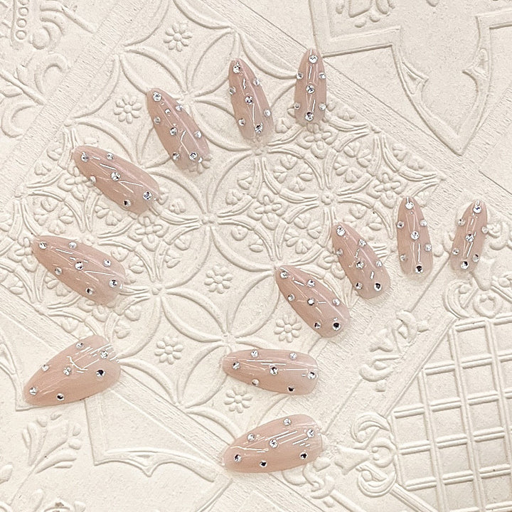 Decorative Stiletto Press-On Nails with Rhinestone Accents Stornfield
