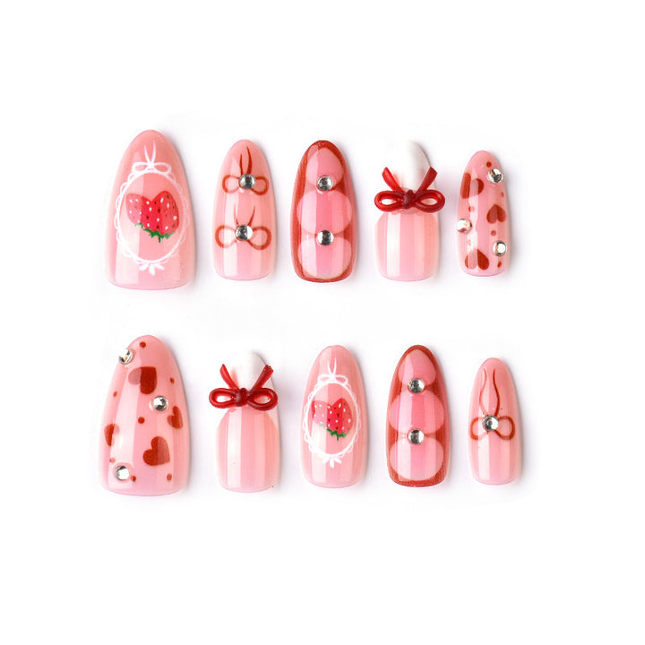 Decorative Strawberry-Themed Press-On Nail Tips Stornfield