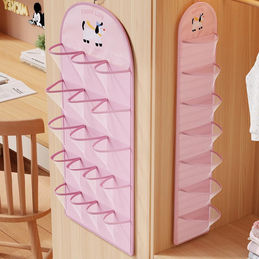 Wall-Mounted Breathable Mesh Twenty-Pocket Shoe Organizer Panel