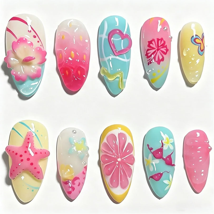 Creative nail art set with colorful summer motifs Stornfield