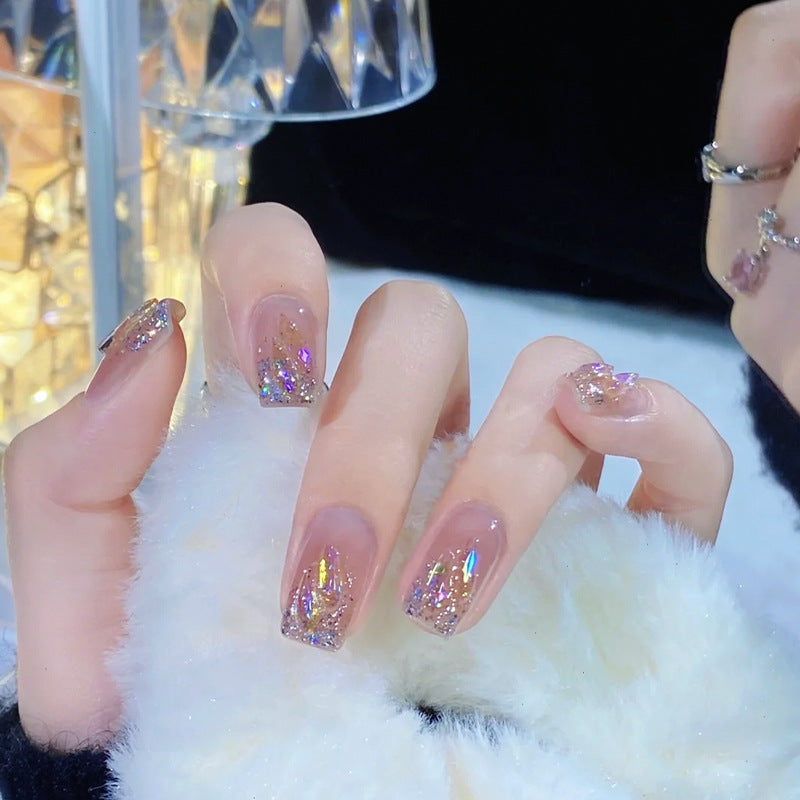 Acrylic nail set with sparkling holographic accents Stornfield