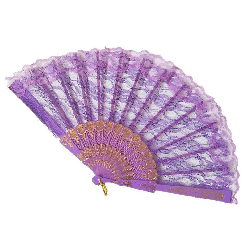 Women's fan made of fine lace with elegant gold embellishment Stornfield