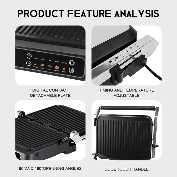 Versatile Electric Grill Press with Adjustable Temperature Control Stornfield