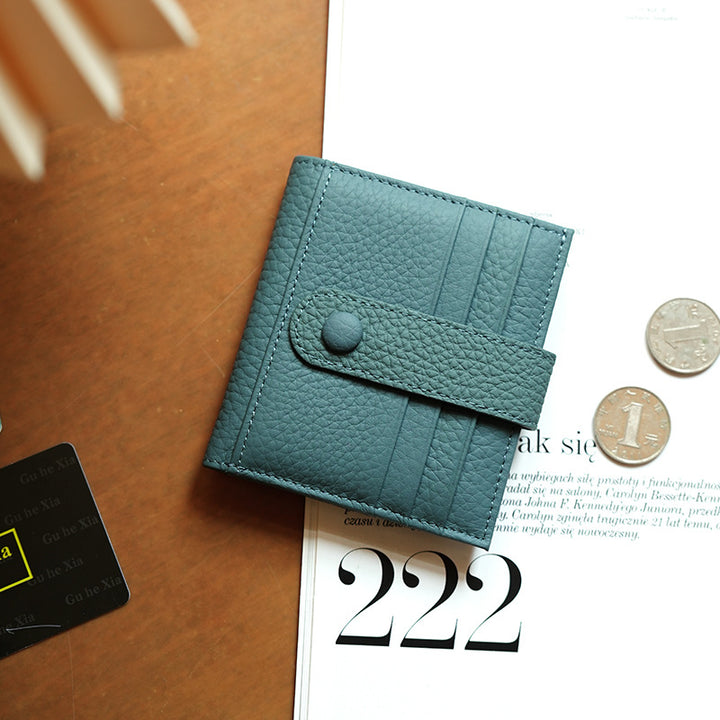 Textured Leather Compact Card Wallet