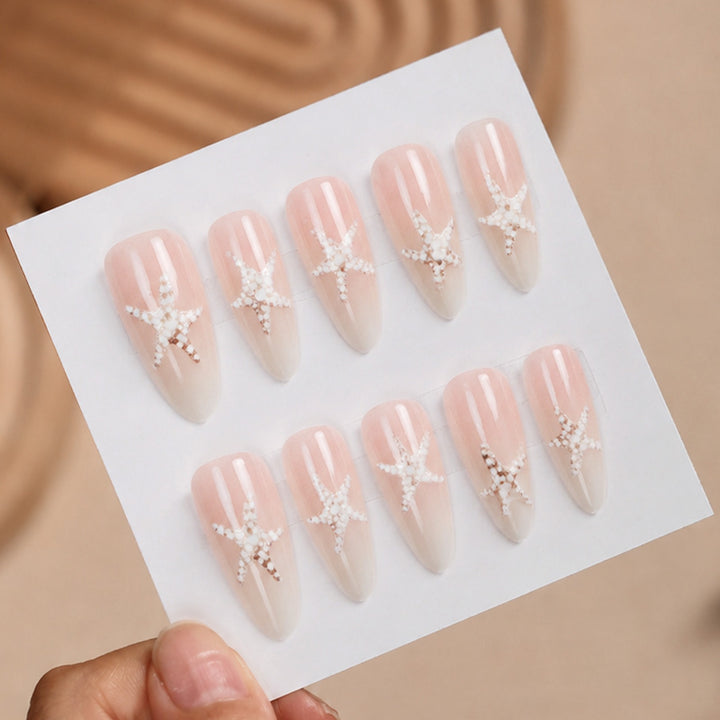 Artificial nail set with elegant star motifs Stornfield