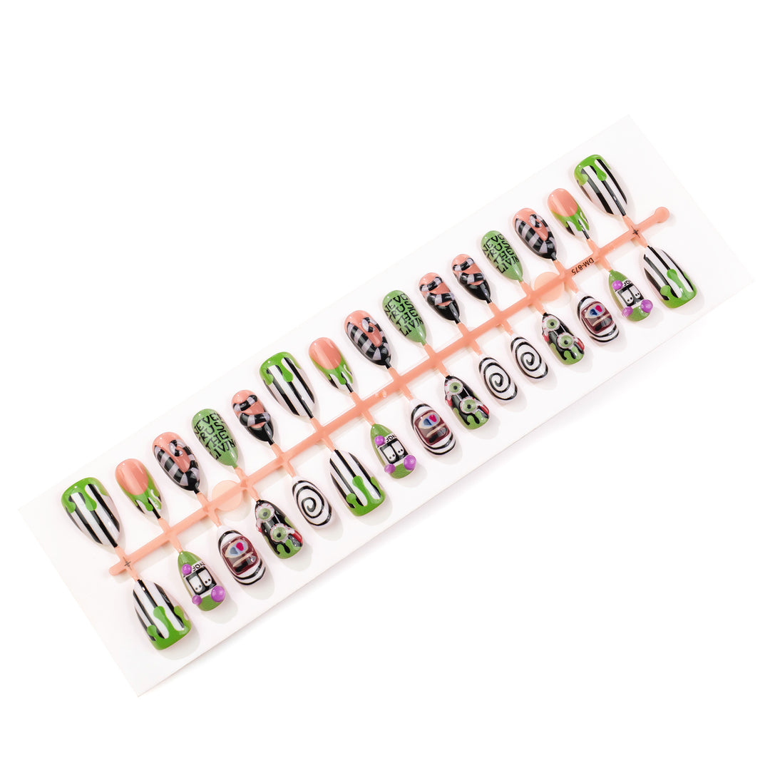 Halloween-Themed Press-On Nail Set with Spooky Designs