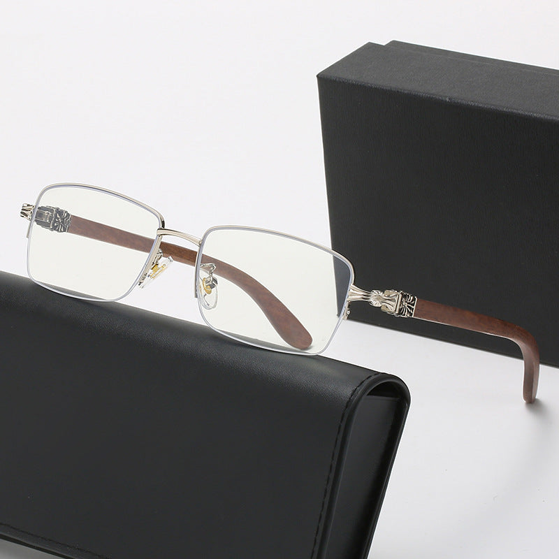 Ladies fashionable glasses with rectangular frame and high-quality wood details Stornfield