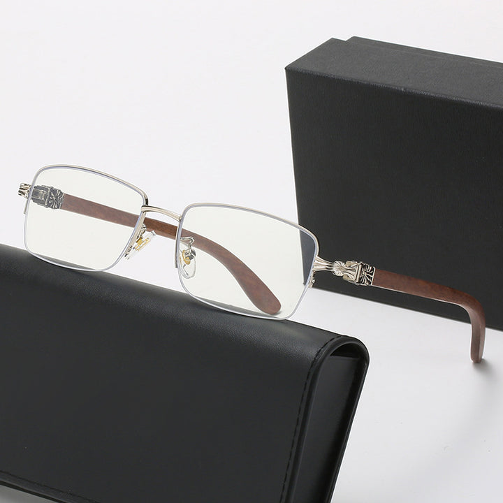 Ladies fashionable glasses with rectangular frame and high-quality wood details Stornfield