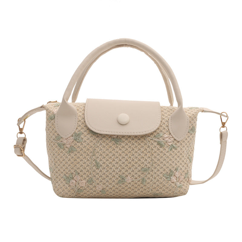 Embroidered Tote Handbag