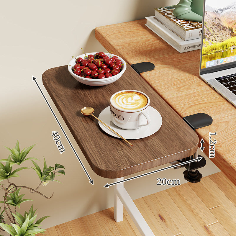 Clamp-On Expandable Desk Side Table Shelf with Wide Smooth Surface and Slim Adjustable Clamp