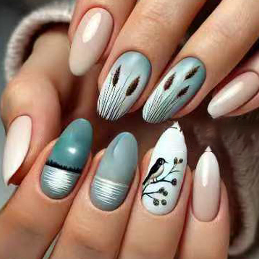 Artistic Nature-Inspired Press-On Nails Stornfield