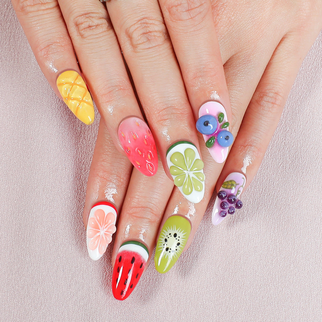 Creative nail art set with colorful fruit designs Stornfield