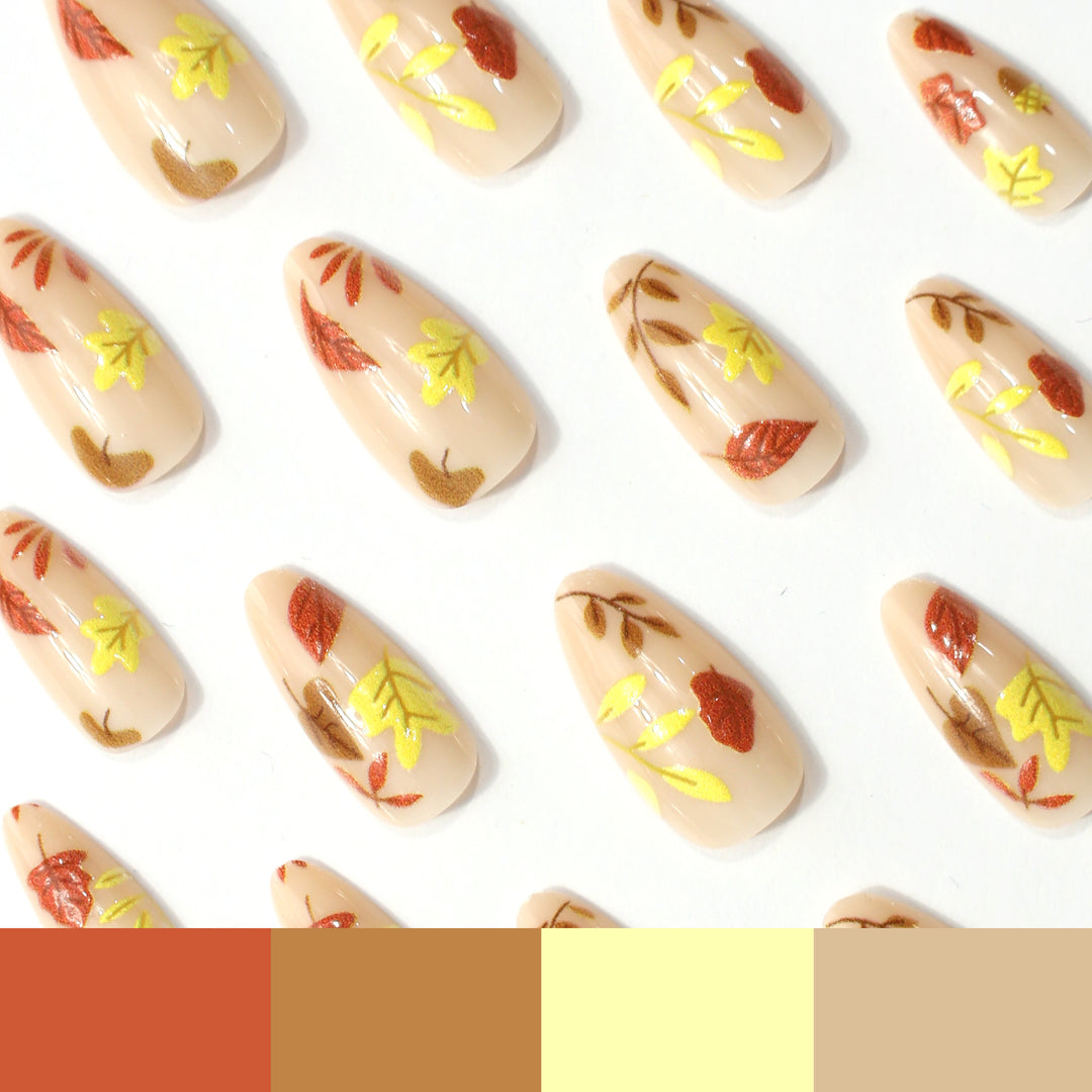 Autumn-Themed Decorative Press-On Nail Enhancements Stornfield