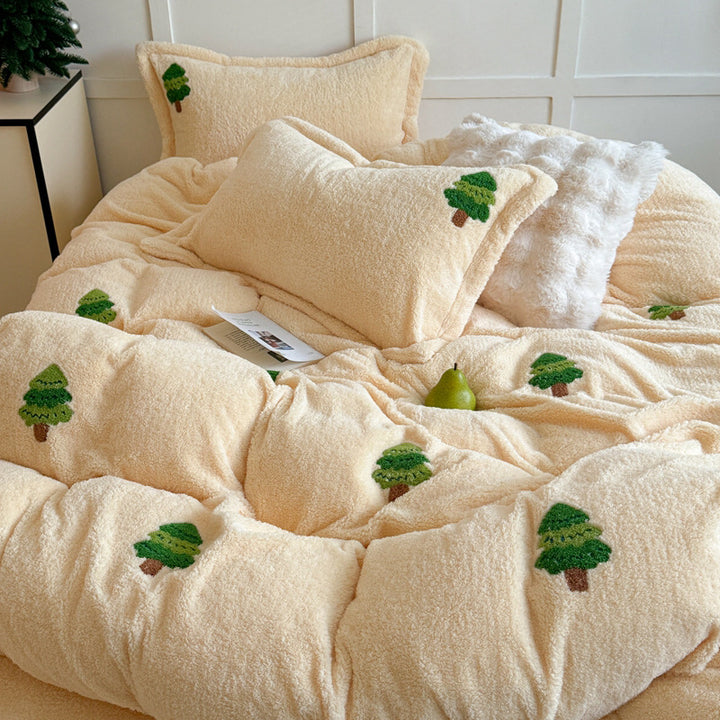 Plush Sherpa Comforter and Decorative Pillowcase Set