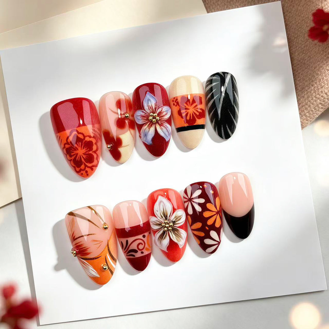 Artistic Floral Press-On Nail Art Set 1790746209