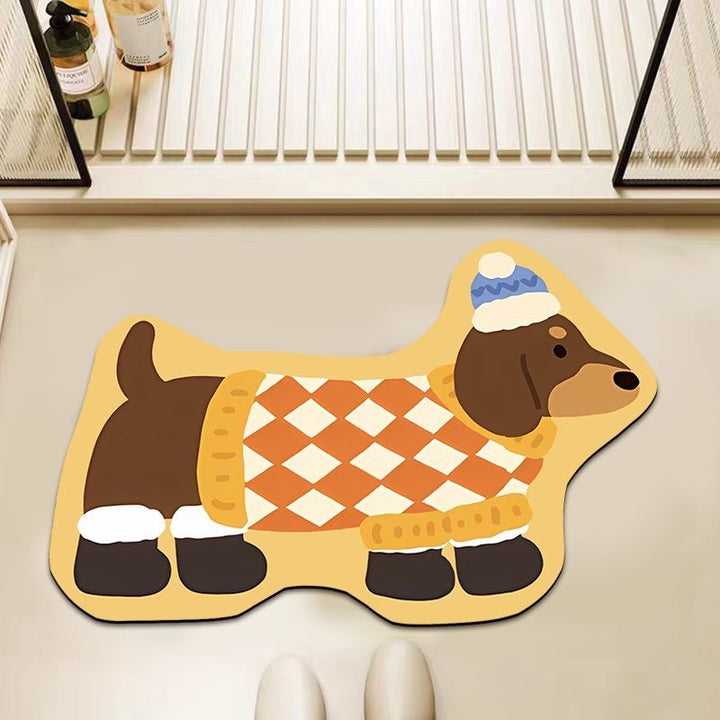 Playful Dog-Shaped Bath Mat