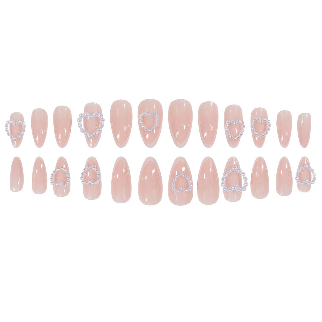 Heart-Design Press-On Nails with Pearl Accents Stornfield