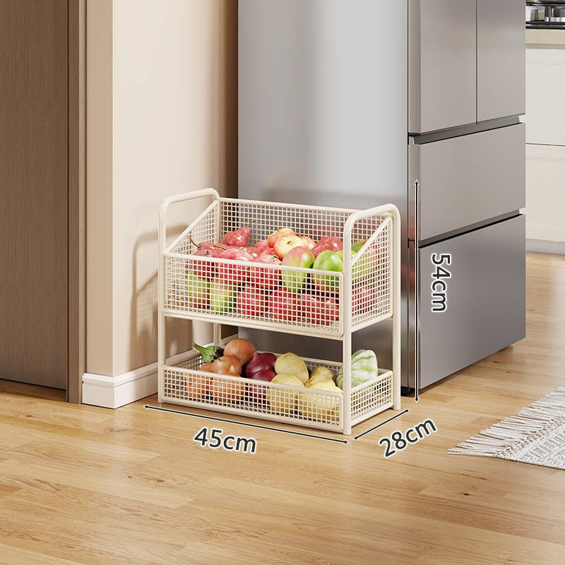 Multi-Tier Metal Mesh Kitchen Produce and Pantry Organizer with Slim Vertical Stackable Baskets