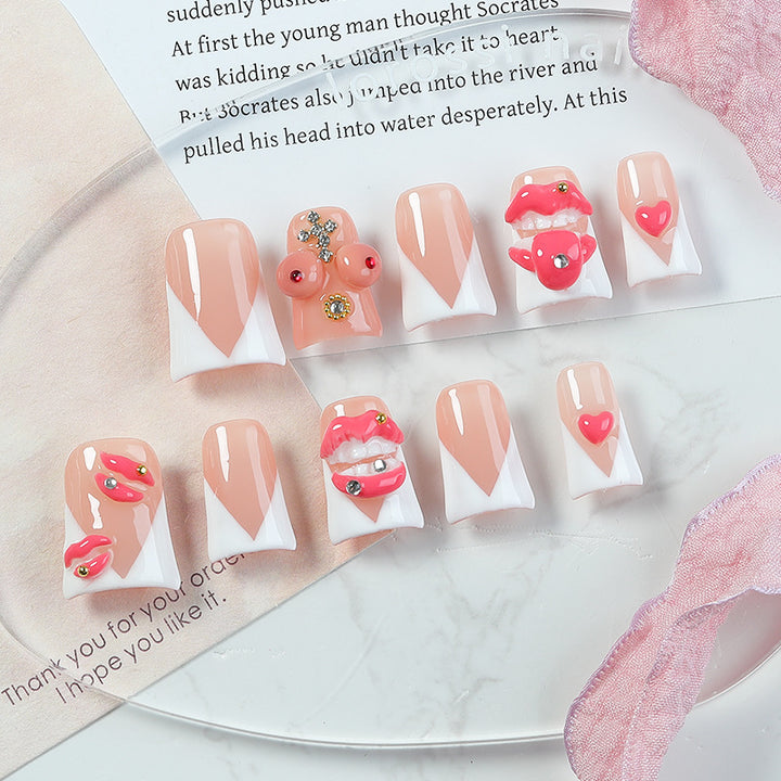 Creative nail art set with lip and glitter accents Stornfield