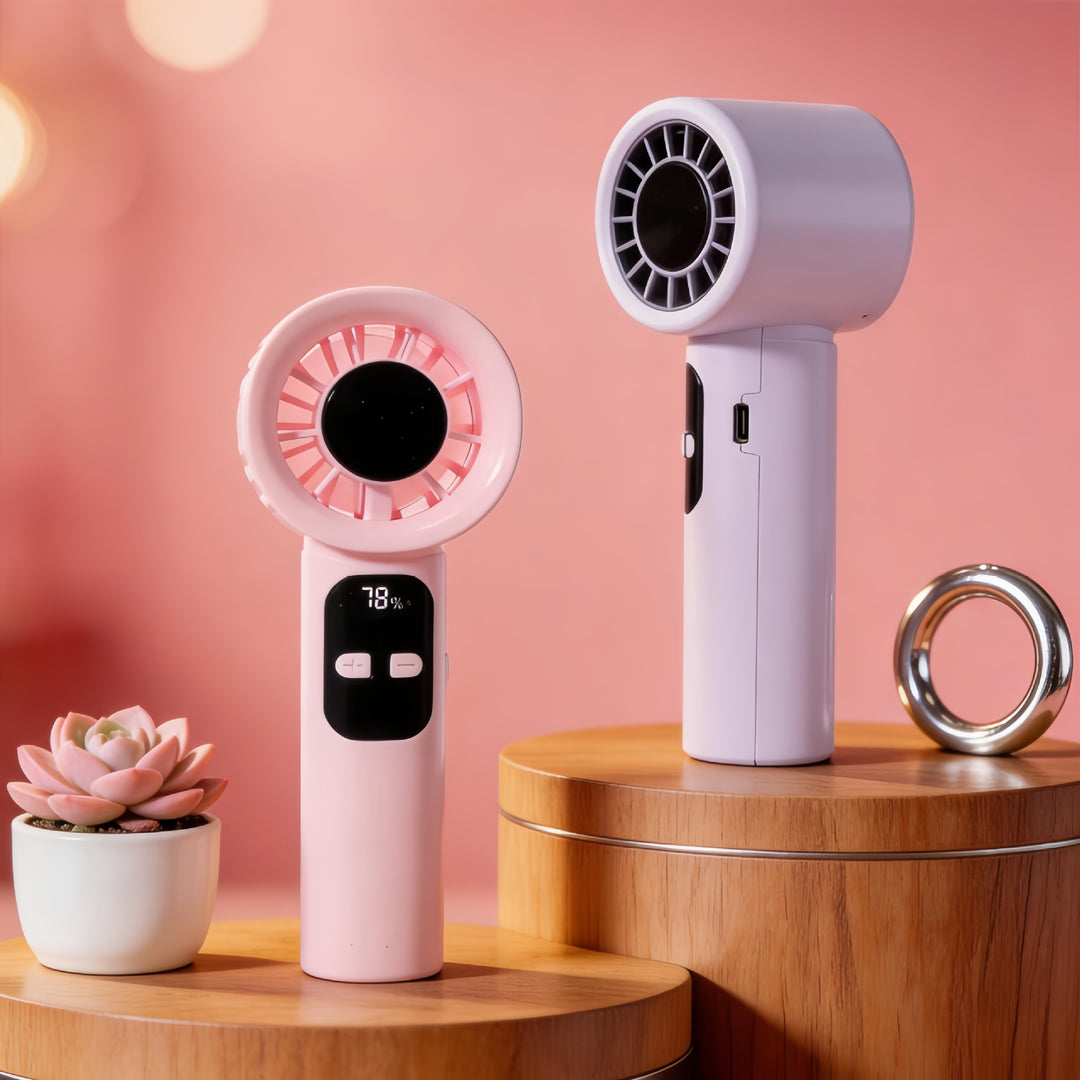 Ladies Portable Hand Fan with LCD Display and USB Connection Stornfield