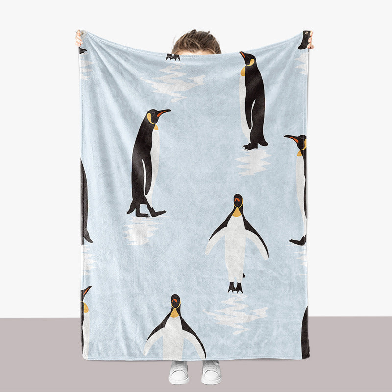 Penguin-Themed Plush Throw Blanket