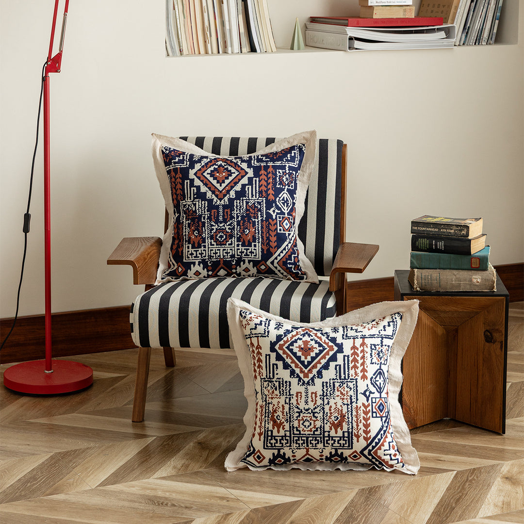 Decorative linen cushion cover with ethnic pattern Stornfield