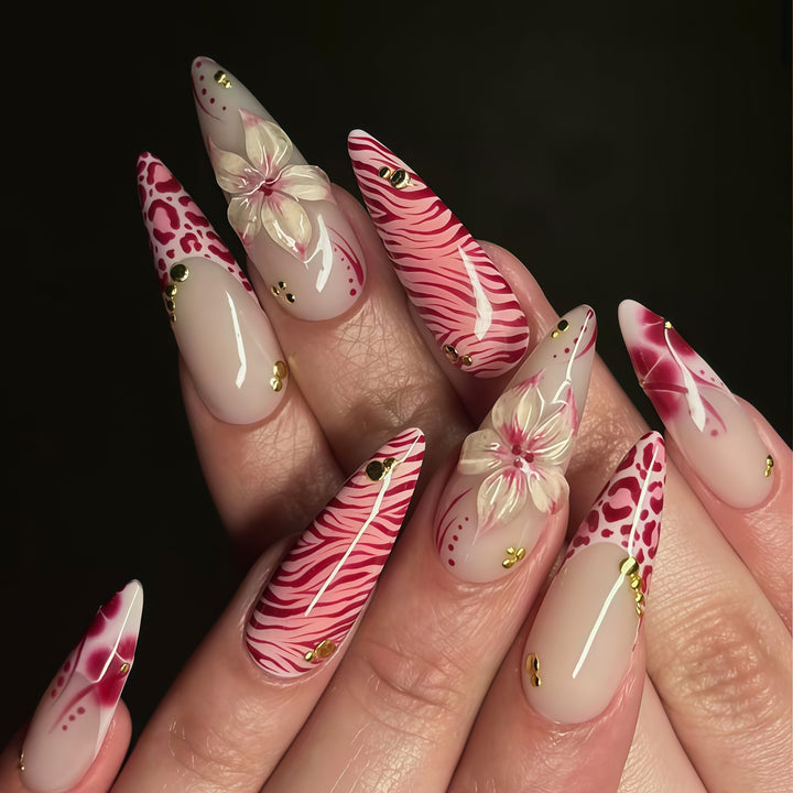 Artistic Floral and Animal Print Press-On Nails Stornfield