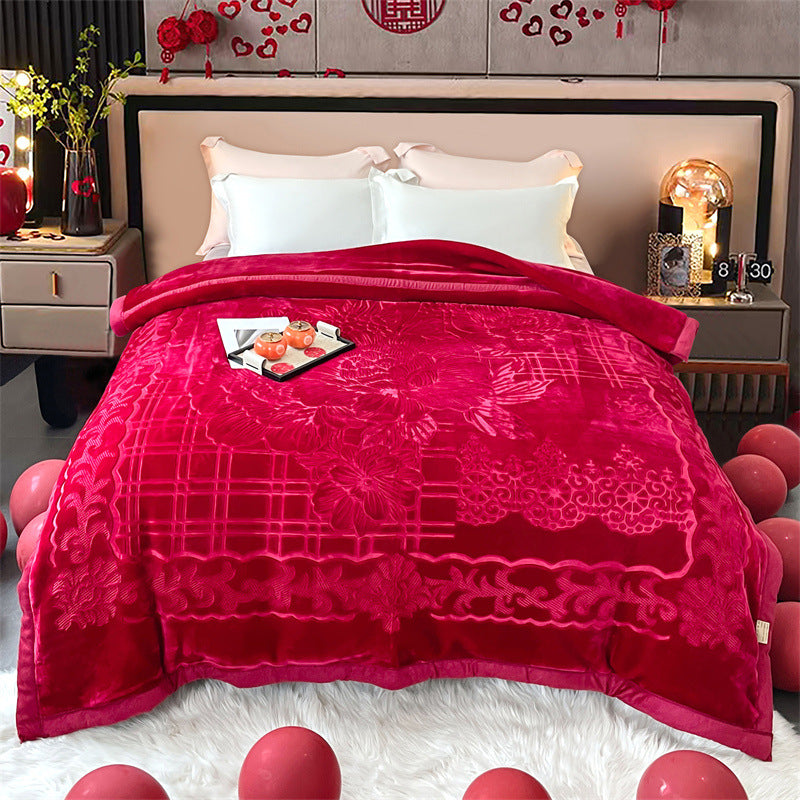 Cozy microfiber quilted blanket with floral relief embossing