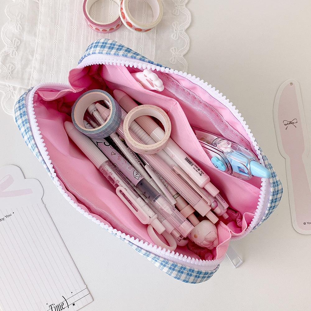 Stylish Gingham Checkered Pencil Case Stornfield