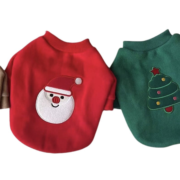 Small Dog Plush-Lined Holiday Embroidered Christmas Tree Sweatshirt