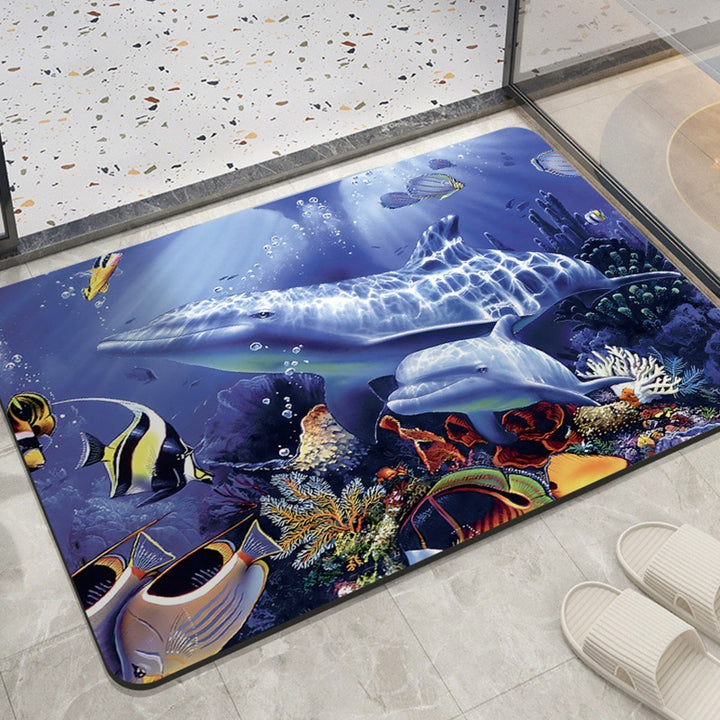 Coastal Ocean-Themed Decorative Floor Mat