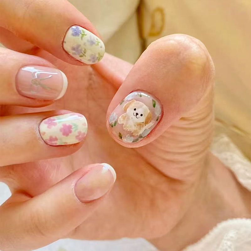 Artistic Cat-Themed Press-On Nail Art Set Stornfield