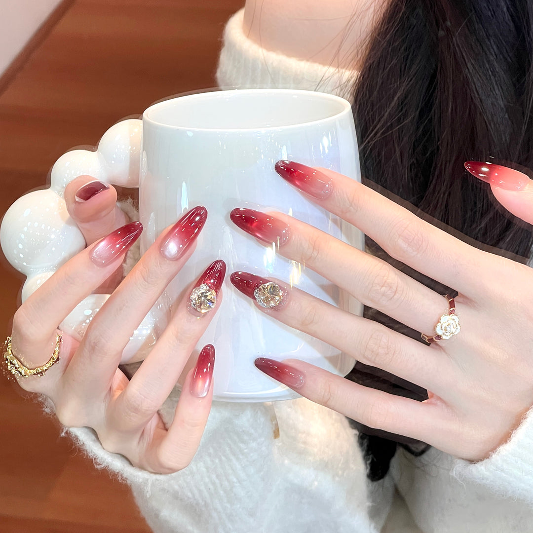 Ombre Press-On Nail Set with Crystal Accents Stornfield