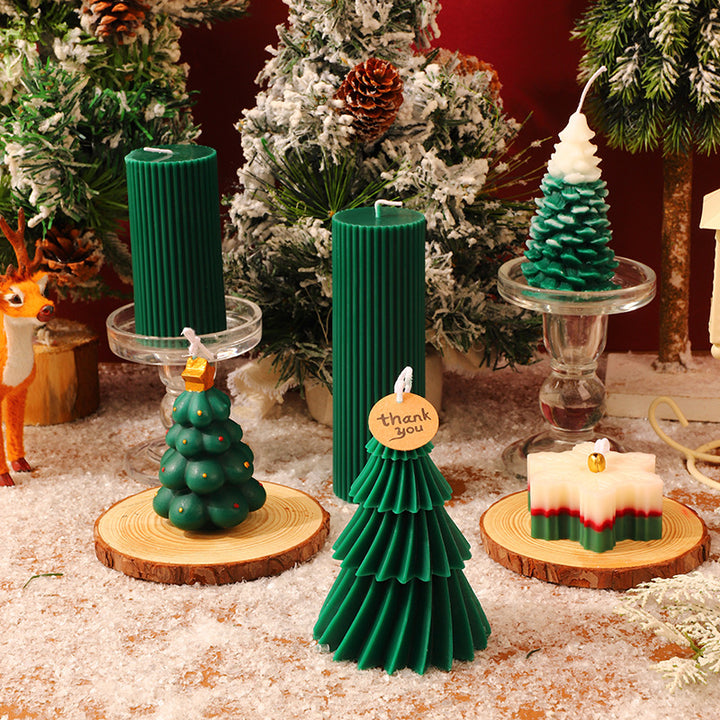 Glass Candle Holders Triple-Height Mantel Centerpiece