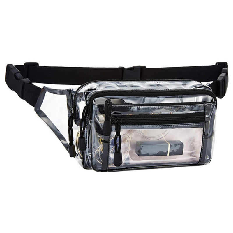 Transparent belt bag with multiple zippered compartments Stornfield