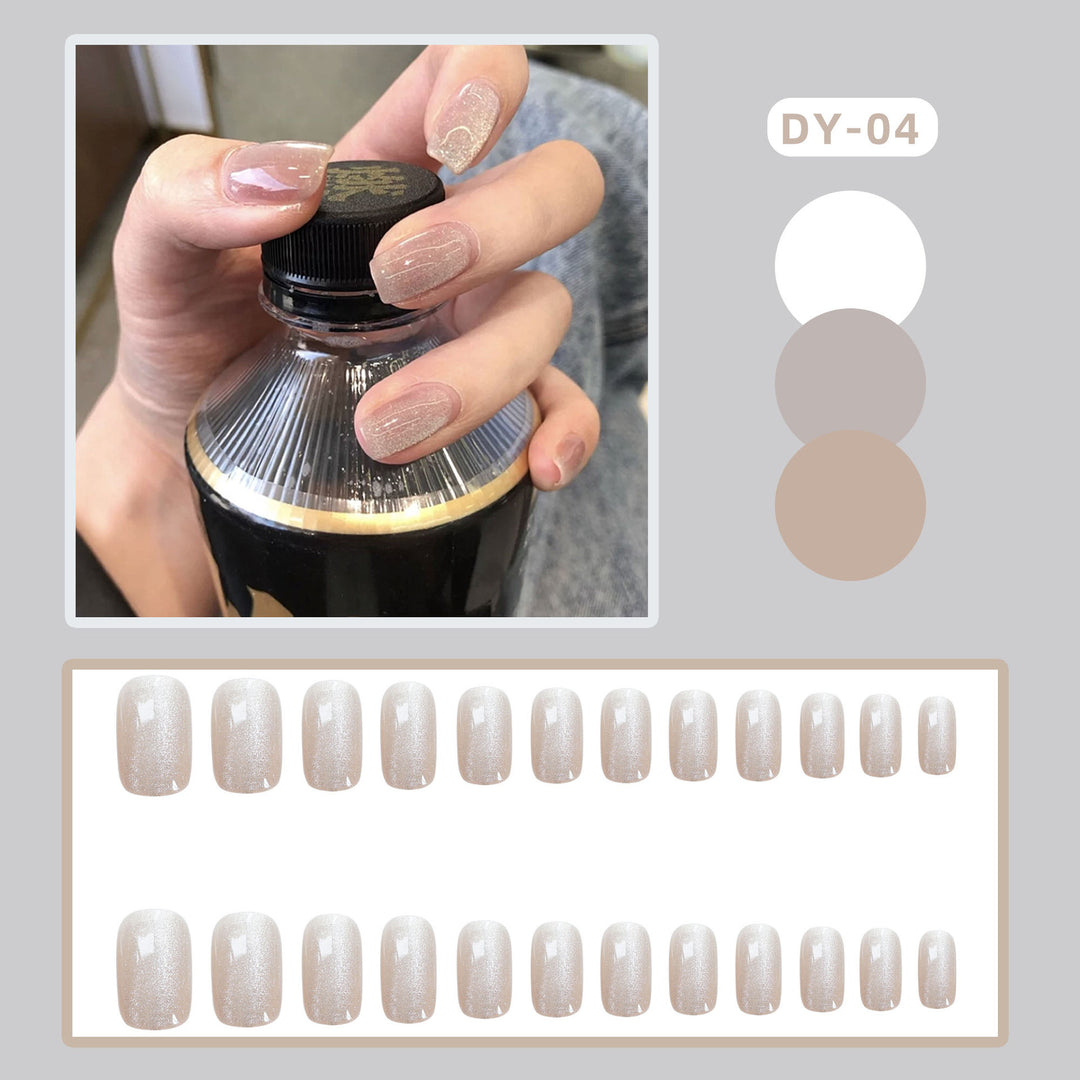 Glittery Natural Finish Press-On Nail Set Stornfield