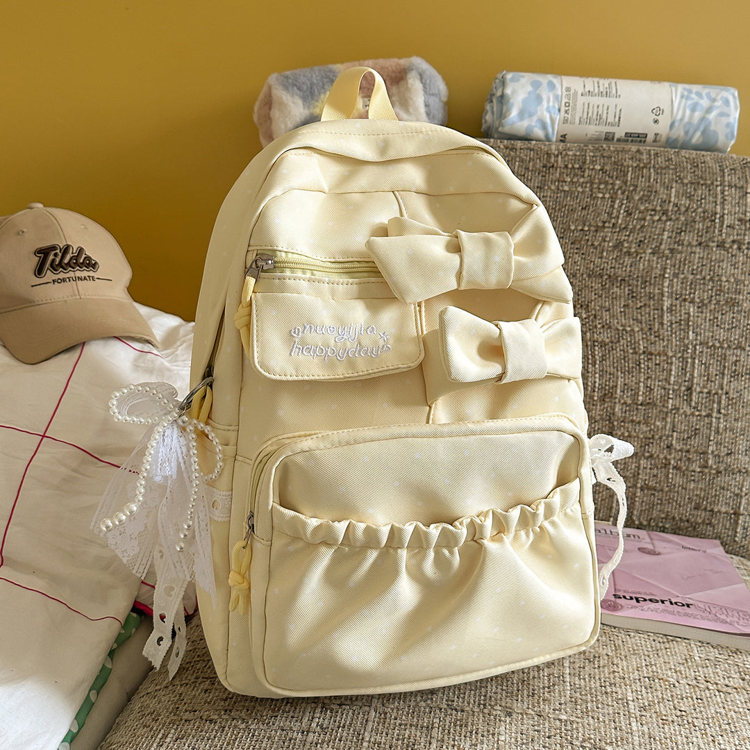 Bow-Embellished Casual Backpack Stornfield