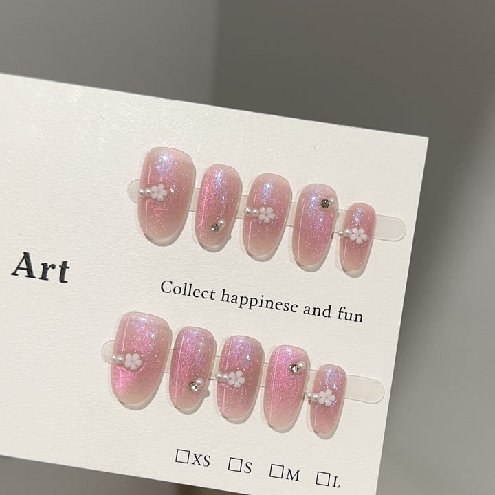 Floral Embellished Press-On Nail Art Set