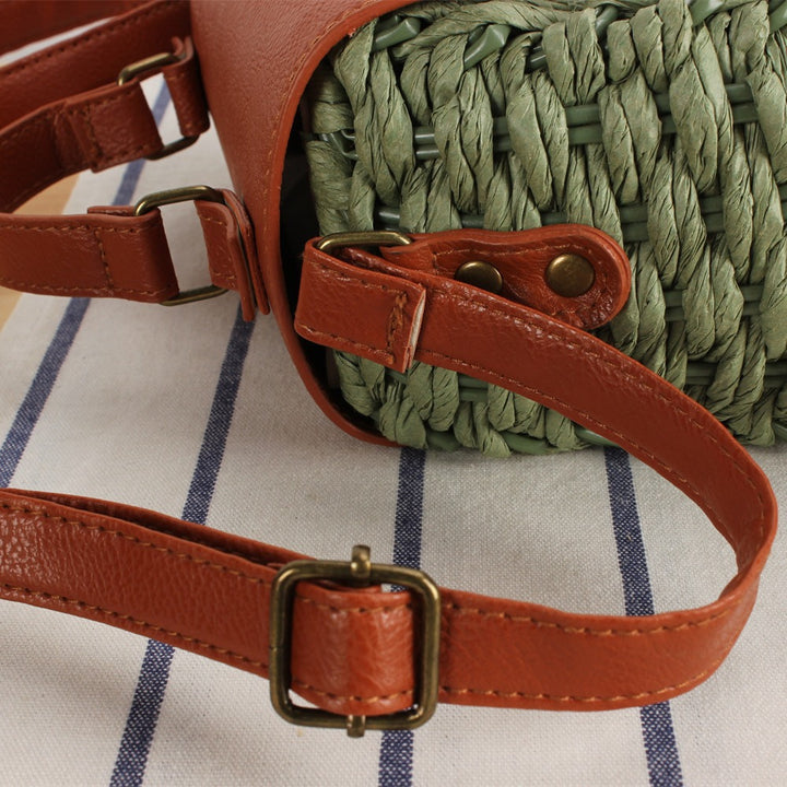 Handbag with Elegant Leather Lid and Woven Design Stornfield
