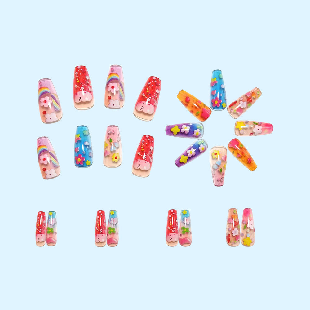 Creative Art Nails with Colorful Flower Design Stornfield