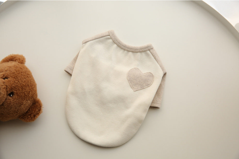 Small Dog Cotton Fleece Tee with Heart Patch