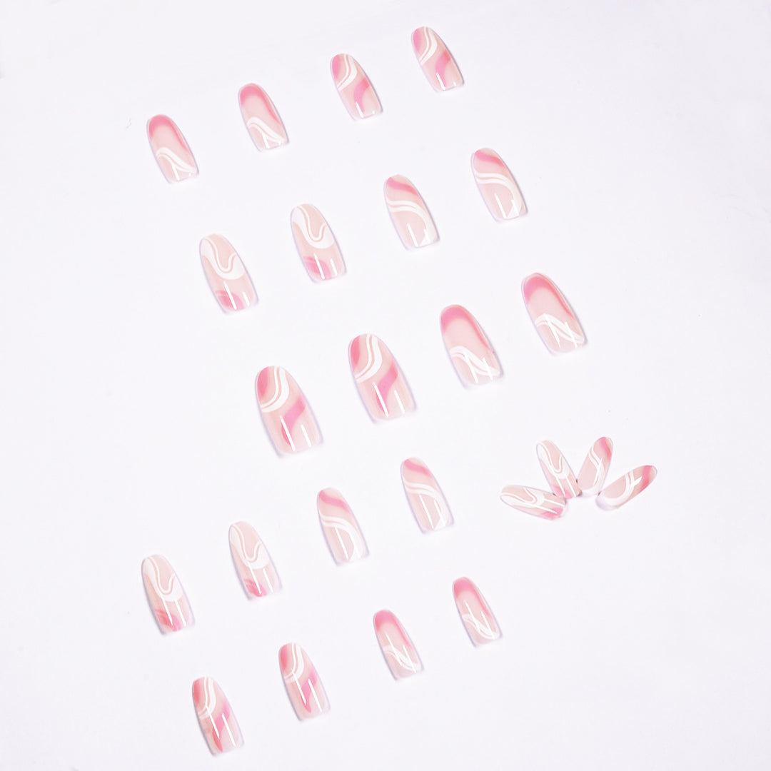 Artistic Nail Extensions with Modern Wave Pattern Stornfield