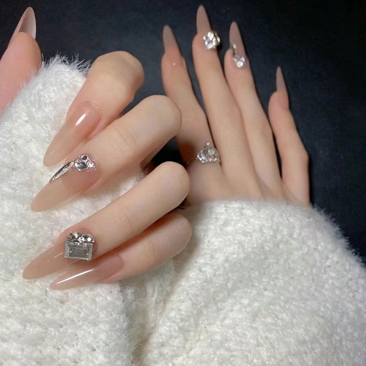 Glamorous and Elegant Artificial Nails with Crystal Accents Stornfield
