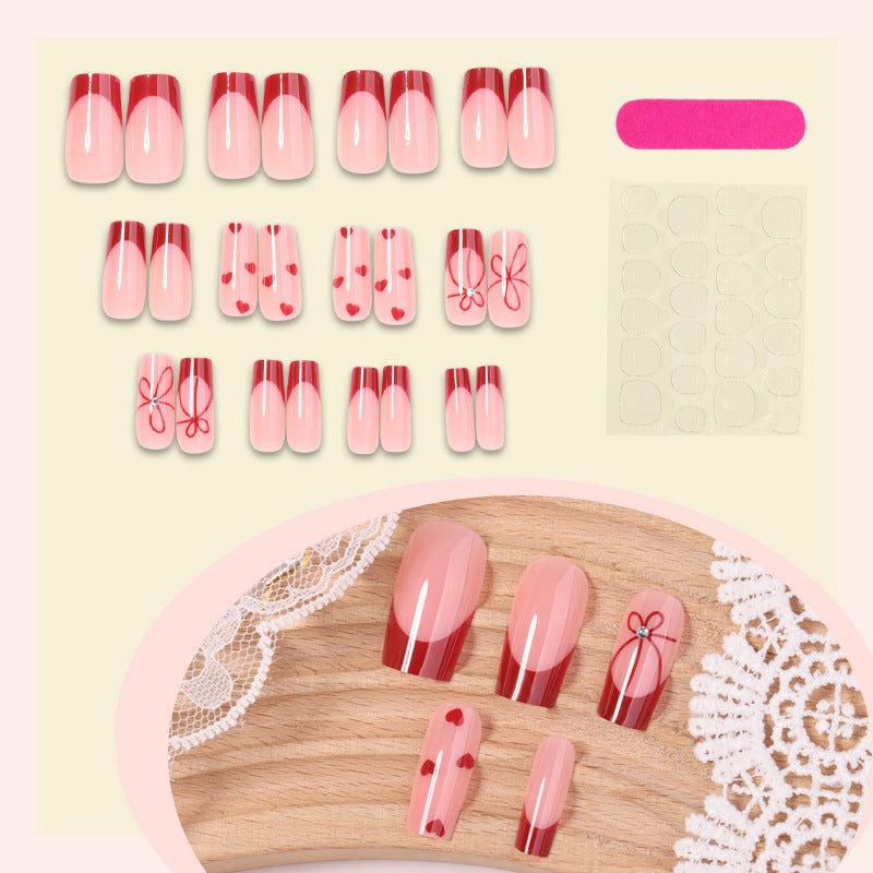 Decorative Heart Pattern Press-On Nails Stornfield