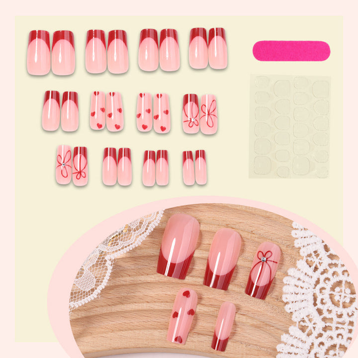 Decorative Heart Pattern Press-On Nails Stornfield
