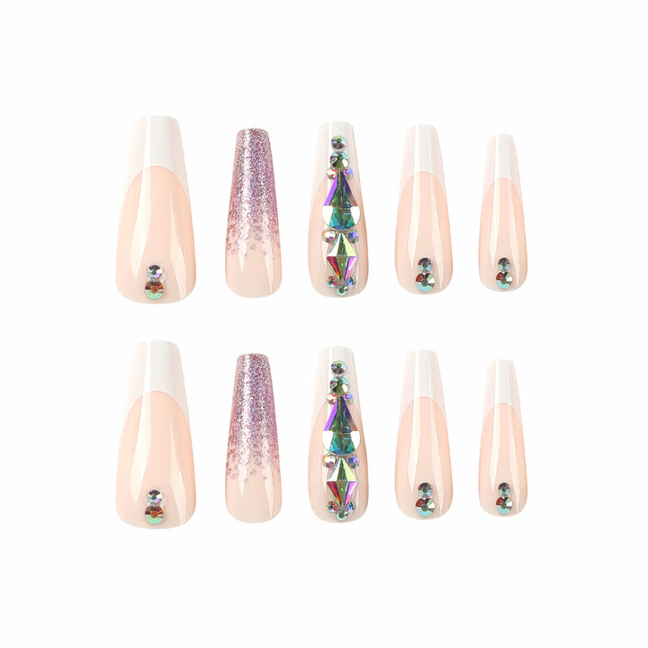 Artful Nail Extensions with Glitter and Rhinestone Accents Stornfield