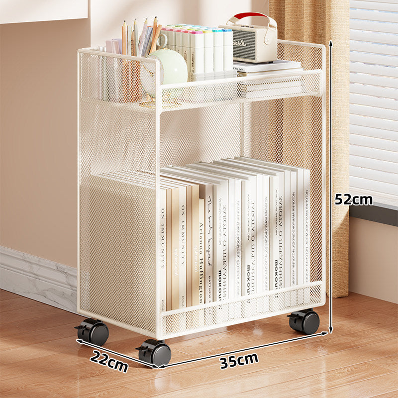 Vertical Grid-Mesh Double-Layer Desktop Book and Stationery Organizer